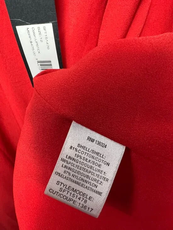 NWT HALSTON HERITAGE Strapless Structured Mini Dress in Red Lipstick Color Sz 12 - Picture 10 of 12